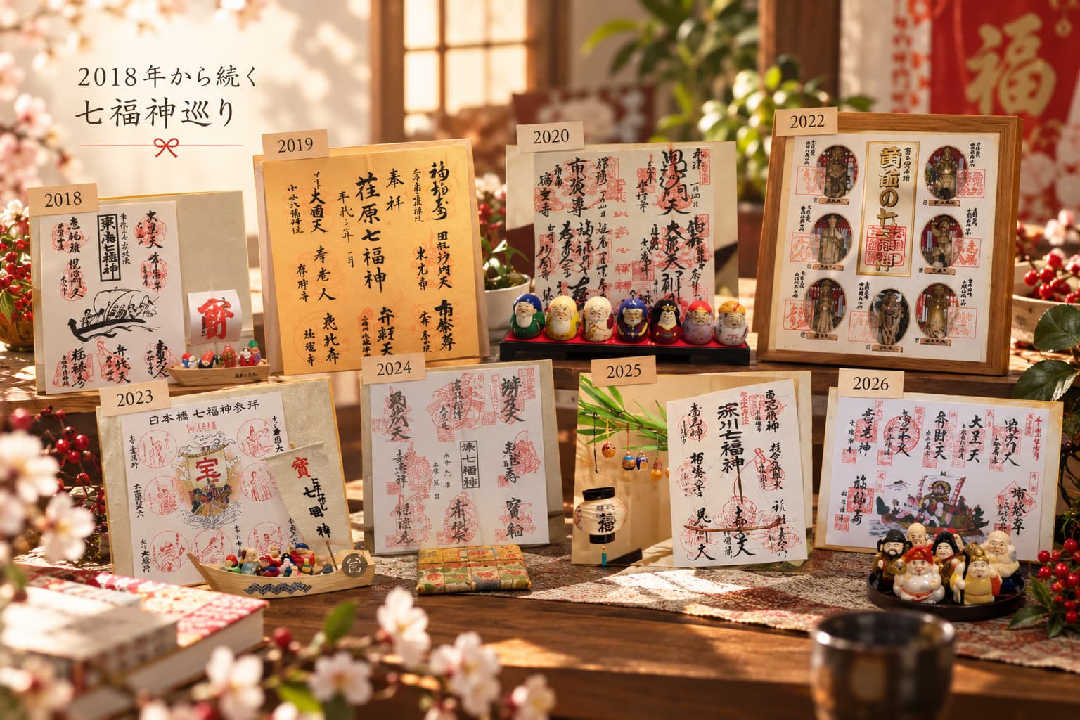 2018年から続く七福神巡りの御朱印の記録